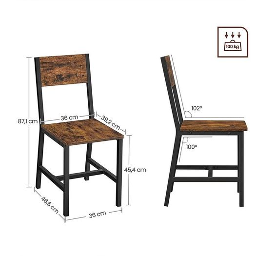 Set of 2 Dining Chairs Set of 2 brown  retro style industrial