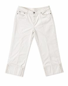 Ladies White Half Length Summer Trousers: Size 16