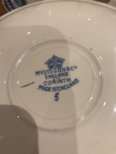 Burleigh Ware Cup and Myott and Son - Corinth Saucer ( 4 pieces)