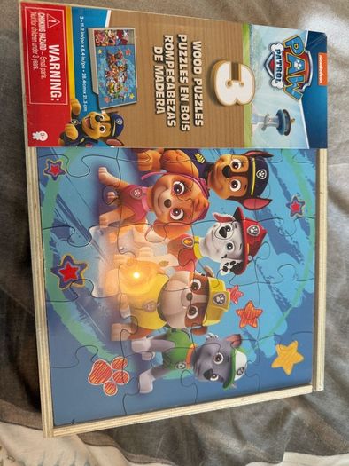 paw patrol jigsaw 3 wood puzzles in one box