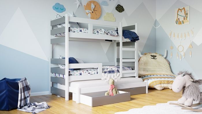 Triple Bunk Bed | 3 Beds, Drawers & Mattresses Included