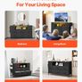 10 Drawer Dresser, Fabric Drawer Dresser with Fabric Bins, Closet Storage Drawers with Open Storage Shelf, LED Lights & Built-in Outlet, Fabric Storage Tower for Bedroom, Hallway, Closet, Black Image 3