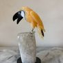Hand-Carved Gemstone Toucan on Raw Quartz Crystal Base Image 3