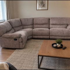 Ez living Beige/brown Recliner Corner sofa Modular L shaped couch