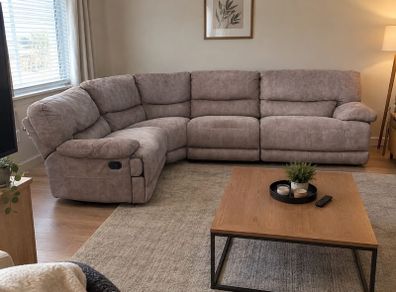 Ez living Beige/brown Recliner Corner sofa Modular L shaped couch