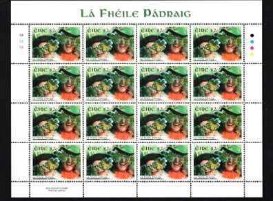 2013 Ireland St Patrick's Day Commemorative Stamp Sheetlet Plate 1A1A1A1A Mint Never Hinged (MNH)