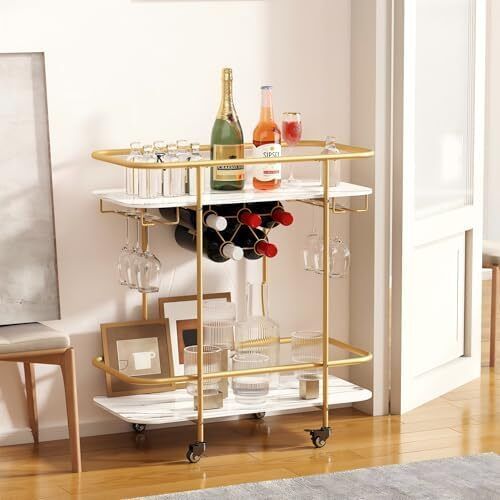 Drinks Trolley on Wheels Gold