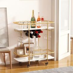 Drinks Trolley on Wheels Gold