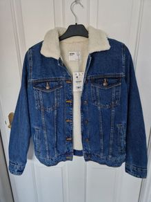 Bershka Oversized Denim Fleece Jacket