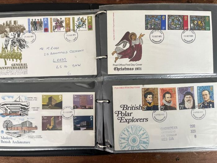Collection of 80 UK First Day Cover stamps 1970 to 1979 in album with 10 extra pages