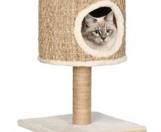 Cat Tree with Condo and Scratching Post 52 cm Seagrass