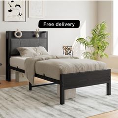 3ft Single Bed Frame with Storage Headboard