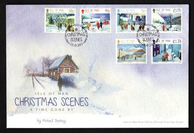 2012 Isle of Man Christmas Scenes. A Time Gone By (Paintings by Michael Starkey) Commemorative Stamps First Day Cover (FDC)