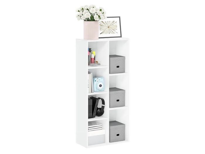 7-Cube Bookshelf, Bookcase, 9.4 x 19.5 x 41.7, for Living Room, Bedroom, Home Office, White