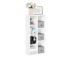 7-Cube Bookshelf, Bookcase, 9.4 x 19.5 x 41.7, for Living Room, Bedroom, Home Office, White