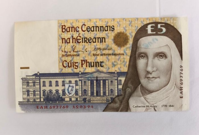 Irish Catherine McAuley 1994 5 Pound Banknote