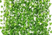 NEW SALE | 12Pcs 84Ft Artificial Ivy Garland,Ivy Garland Fake Vines UV Resistant Green Leaves Fake Plants Hanging Vines for Wedding Party Garden Wall Room Decor