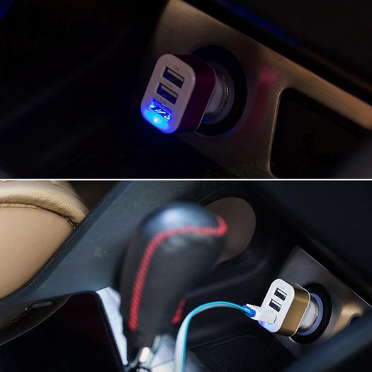 New Triple USB Universal Car Truck Cigarette Charger 12V 24V 2.1A 3 Port iPhone Samsung #591