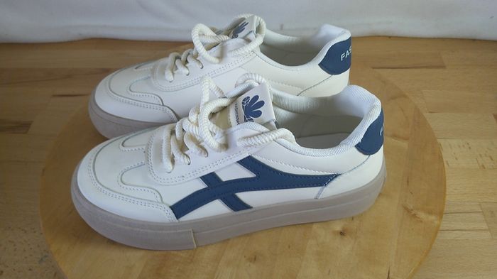 New Fashionsport White & Blue Platform Trainers Sneakers EU 40 / UK / Ire 6.5