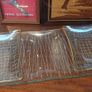 Vintage Retro Mid Century Modern Atomic Design Chance Brothers Fiestaware Three Section Rectangular Serving Plate Plus Two Small Rectangular Dishes with Gilt Edging in the Very Rare Night Sky Pattern from 1957 Image 10