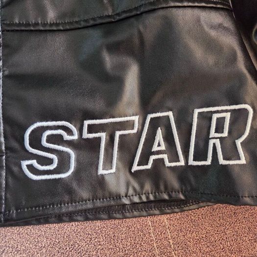 Black  Rockstar faux leather cropped jacket, size S
