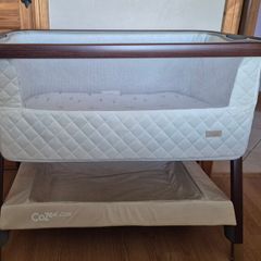 Tutti Bambini CoZee Luxe Bedside Crib, in the walnut/cream