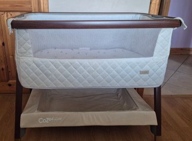 Tutti Bambini CoZee Luxe Bedside Crib, in the walnut/cream