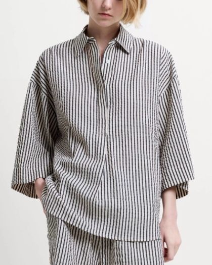 French Connection Monochrome Striped Relaxed Shirt