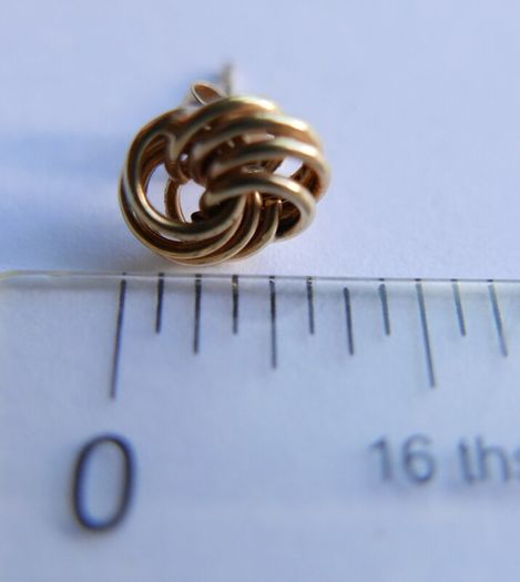 Vintage Solid 9ct Yellow Gold 375 Knot  Stud Earrings,  0,6g