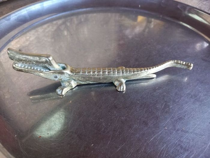 Vintage brass alligator nut cracker, D18 post 4e