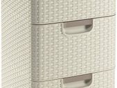 Style Rectangular 3 Drawer Storage Tower, Vintage White, 14 Litre