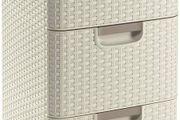 Style Rectangular 3 Drawer Storage Tower, Vintage White, 14 Litre