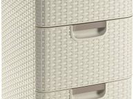 main image for ad Style Rectangular 3 Drawer Storage Tower, Vintage White, 14 Litre