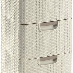 Style Rectangular 3 Drawer Storage Tower, Vintage White, 14 Litre