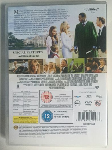 The Blind Side [2009] Sandra Bullock, Quinton Aaron, Sandra Bullock, Kathy Bates, Tim McGraw, Jae Head  & Lily Collins [Movie DVD] Academy Award Winner