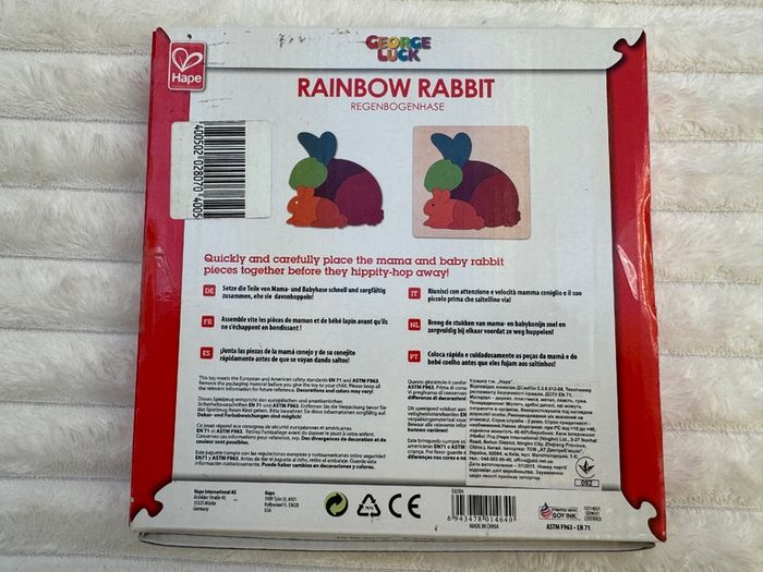 George Luck Puzzle Hape Rabbit 7pcs new Damaged Box Please see photos