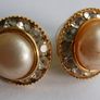 Vintage 60's Faux Pearl Rhinestone Earrings Image 5