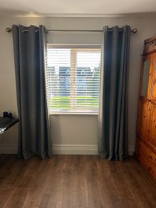 Grey Blackout Curtains & Pole