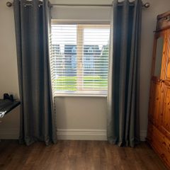 Grey Blackout Curtains & Pole