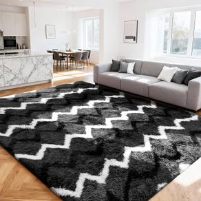 Rugs Living Room - 160x230cm Fluffy Shaggy Area Rugs for Bedroom - Large Anti Slip Carpet - Washable Modern Floor Carpets - Soft Thick Pile Bedside Rug for Kids Bedroom