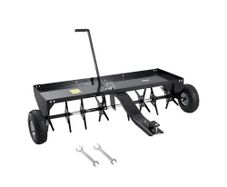 Tow Behind Plug Aerator, 48-Inch Tow Behind Lawn Plug Aerator with Universal Hitch, Pull Behind Aerator with Iron Spikes Alternately Arranged