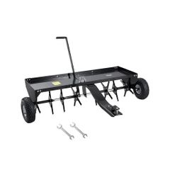 Tow Behind Plug Aerator, 48-Inch Tow Behind Lawn Plug Aerator with Universal Hitch, Pull Behind Aerator with Iron Spikes Alternately Arranged