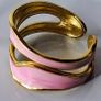 Double Layer Geometric Pink & Gold Open Ring Image 3