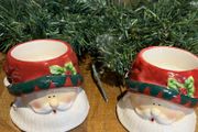 2 Ceramic Christmas T-Light Holders