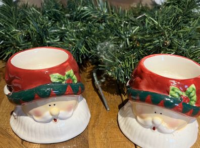 2 Ceramic Christmas T-Light Holders