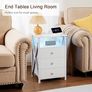 Bedside Table Set of 2 with Charging Station, Side Table with Led Lights, Bedside Cabinet with 3 Fabric Storage Drawers, End Table, Sofa Side Table, Nightstand for Living Room Image 8