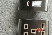 Single Gang Brushed Stainless Steel UK Mains 3 Pin Plug Power Socket With USB Charging Ports and Neons!