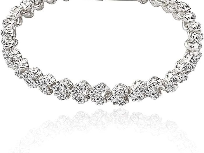 Bracelets for Women Crystal Zircon Roman Style White Silver Plated CZ Classic Tennis Bracelet