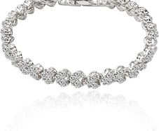 Bracelets for Women Crystal Zircon Roman Style White Silver Plated CZ Classic Tennis Bracelet