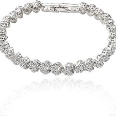 Bracelets for Women Crystal Zircon Roman Style White Silver Plated CZ Classic Tennis Bracelet